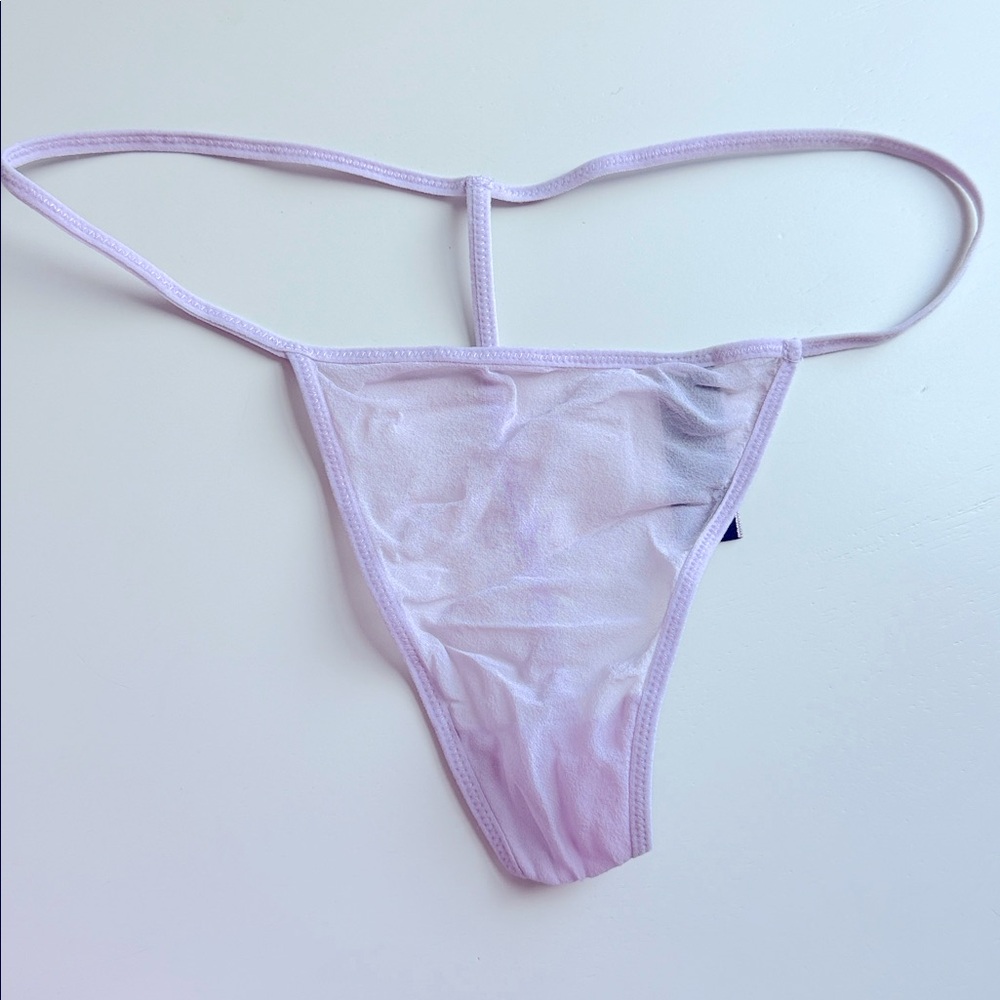 Rare Sheer SILK V-String Very Sexy Thong Panty Vintage Underwear Light Purple